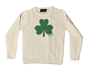 Traditional Craft heritage Ireland white sweater youth size 9-10 puffy shamrock - Picture 1 of 11