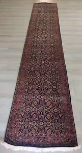 Vintage 2 Fuß 8 Zoll x 15 Fuß 8 Zoll Handgeknüpft Läufer Teppich Orientalisch Bidjar 100 % Wolle Authentisch - Bild 1 von 22
