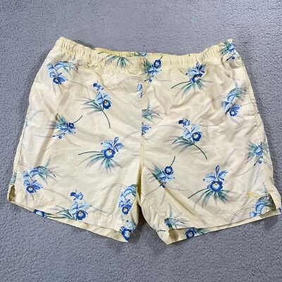 Tommy Bahama Mens XL Swim Trunks Floral Hawaiian Yellow Blue Flower 100% Nylon - Image 1 of 4