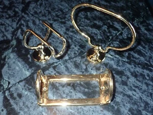 Antique Bath Hardware Set London England Brass Cup Towel Toilet Candle Holder - Picture 1 of 6
