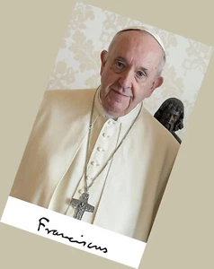 Druck/Print Autogramme Papst Franziskus 9 cm breit, 14 cm hoch - Bild 1 von 1