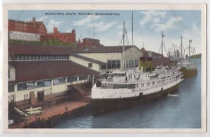 Municipal Dock Tacoma Washington WA Port View Steamships Vintage 1920s? Postcard - Picture 1 of 2