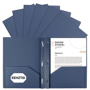 12-Pack Plastic Folders with Pockets and Prongs2-Pocket Folders with 3 Fasten... - Picture 1 of 7