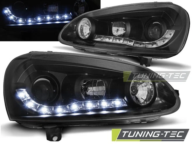 VW Golf 5 / Jetta, Angeleyes Scheinwerfer LED Tagfahrlicht Optik, Schwarz - Bild 1 von 1