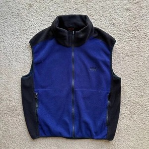 Helly Hansen Vest Womens Medium Full Zip Mock Neck Fleece Pockets Blue Black - Picture 1 of 11