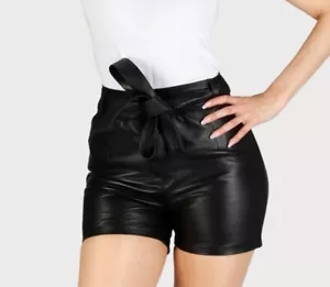 Ladies Genuine Lambskin Leather Shorts For Women Party Black Classic Shorts - Picture 1 of 6