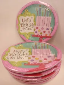 X 32 FELIZ CUMPLEAÑOS A TI GRANDES PLATOS DE PAPEL PARA FIESTAS - COSAS DULCES - #13315 - Imagen 1 de 4