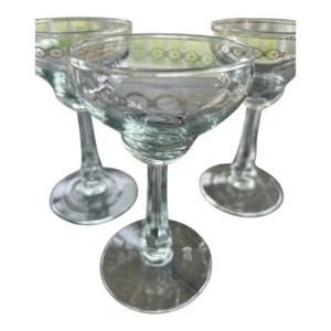 Vintage schweres Kristall Sektglas 5er Set, Gold Geo Design, MCM, Cordials - Bild 1 von 9
