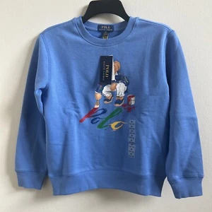 Polo Ralph Lauren Big Boys Polo Bear Fleece Sweatshirt Blue M - Picture 1 of 4