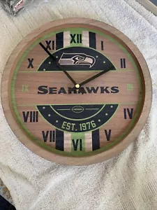 FOCO NFL Wooden Barrel Wall Clock Seattle Seahawks - Picture 1 of 4
