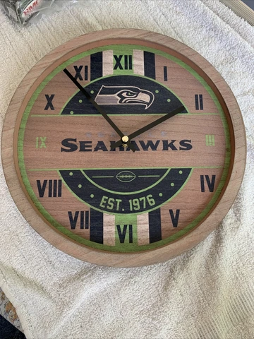 FOCO NFL Wooden Barrel Wall Clock Seattle Seahawks Cover