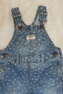 OshKosh Bgosh Vestbak Girls Denim Heart Overalls Sz 18 Months - Picture 1 of 7