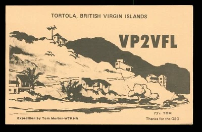 QSL Card Radio Tortola VP2VFL 1981 op Tom Morton W7KHN dx ≠ B136 - Image 1 of 2