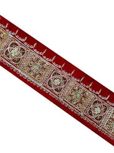 Vintage Indian Red color Sari Border Hand Beaded Indian Craft Trim Lace Sew - Picture 1 of 8