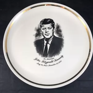 President John F Kennedy Memorial Sammlerteller JFK 9 Zoll Schale Goldrand - Bild 1 von 22