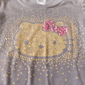 HELLO KITTY Short Sleeve Shirt Girls Small S Beaded Gray EXCELLENT - Picture 1 of 2