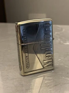 Silver Marlboro Flower zippo lighter in a new box - Picture 1 of 7