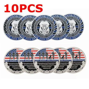 10pcs God Bless The Police Challenge Coin Thank You for Your Service Coin - Picture 1 of 11