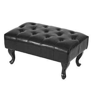 Ottomane Sitzhocker Chesterfield Oxford 39x77x47cm Kunstleder schwarz - Bild 1 von 4