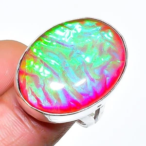 Pink Triplet Opal Gemstone Handmade 925 Sterling Silver Jewelry Ring Size 9 - Picture 1 of 2