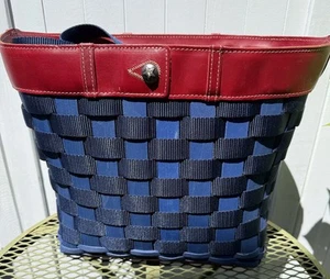 Longaberger Americana TO GO BLUE JEAN Large Hostess TOTE Purse Bag Patriotic - Picture 1 of 10