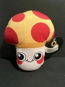 Juguete de peluche Mushroom nuevo con etiquetas juguete funciona rojo amarillo cara feliz - Imagen 1 de 4