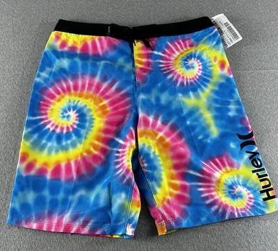 Hurley Board Swim Shorts Youth Blue Tie Dye Print Boys Size 18 NWT - Image 1 of 4