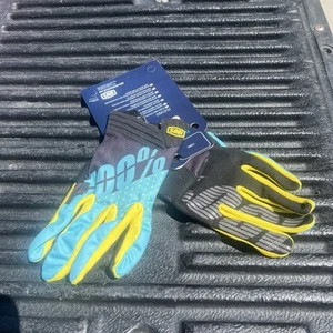 100% Brisker Gloves Black Teal Yellow Size Adult XL Motorcycle Motocross Moto - Picture 1 of 3