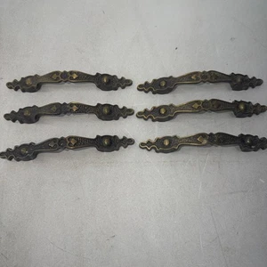 Menge 6 Messing Antik Schrank Griff Schublade Ziehen Französische Provinz 3" cc MCM - Bild 1 von 8