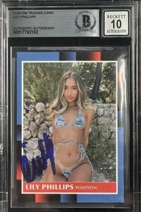 Tarjeta coleccionable personalizada firmada por Lily Phillips Beckett autógrafo encapsulado grado 10 - Imagen 1 de 2