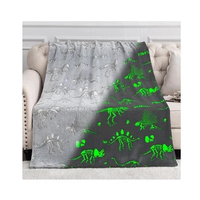 Manta de dinosaurio que brilla en la oscuridad manta de franela suave para niños 50"x60" NUEVA Foto 1 de 4