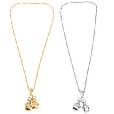  2 Stück One Set Kreative Halskette Boxhandschuhe Halskette Metall Halskette - Bild 1 von 4