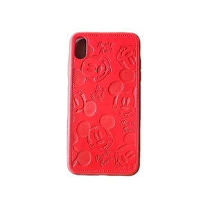 Mickey Mouse iPhone X Phone Case (Silicone with Engraved Leather Back) - Picture 1 of 3