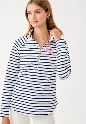 全新带标签 Lilly Pulitzer Skipper Popover Multi Holiday Flamingo 图形,可选尺寸 — 第 1/4 张图片