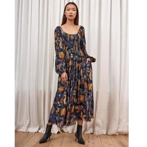 La Ligne Elle Silk Maxi Dress Black Floral XS Black Floral NEW - Picture 1 of 11