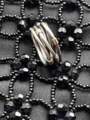  Pandora Sterling Silver & 14k Gold Rope Ring Size 56  - Image 1 of 4