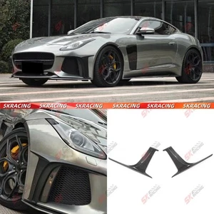 Glossy Black/Carbon Fiber Front Bumper Side Canards Fins For Jaguar F-Type 17-20 - Picture 1 of 20