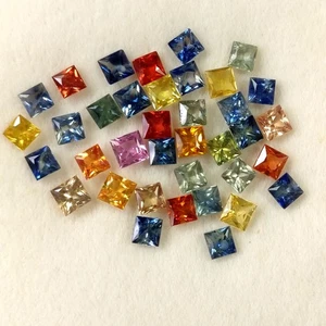 8.88ct Natural Fancy sapphire beautiful square princess cut 3.2-3.5mm size lot - Picture 1 of 4