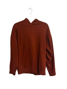 MUJI 100% Wool Blend Mid-Gauge Sweater Hoodie Mens M Rust Orange - Picture 1 of 4