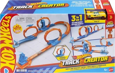 Hot Wheels Track Set with 3 Loops, 1:64 Scale Car & Speed Snap Tracks for Stunt - Image 1 of 4