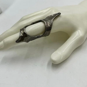 Uno de 50 Jointed Hinged Knuckle  Full Finger Silver Plated Rebellious Ring  - Picture 1 of 20