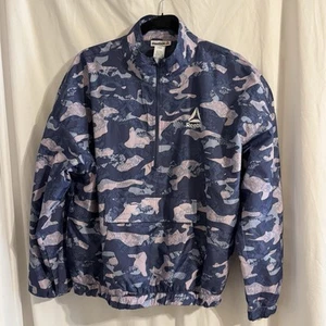 Reebok Jacket Women's Size Large 1/2 Zip Purple Pink Camo Pullover Windbreaker - Picture 1 of 6