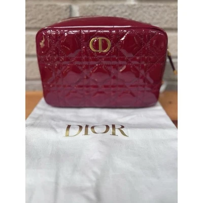 Auténtica bolsa/bolso de mano/cosméticos Christian Dior Cannage charol Italia Foto 1 de 4