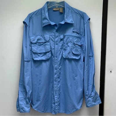 Islamorada Flats By Quest Vented Long Sleeve Button Down Blue Fishing Shirt M ! - Image 1 of 4