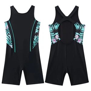 Kids Girls Short Jumpsuit Quickly Dry Swimsuit Swimming Bodysuit One-piece Pool - Picture 1 of 53