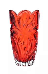 Flower Vase 11 " Crystal Glass Red Bud Vase Home Decor Czech Bohemia Crystal - Picture 1 of 7