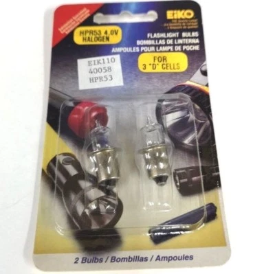EIKO 2-PK HPR53 MINIATURE BULB Light LAMP Flashlight for 3x D Cells Auto NEW 40058