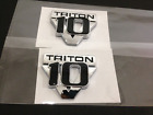 2 x New 2005 2011 V10 Triton Super Duty F250 F350 F450 Emblem Badge Chrome Black