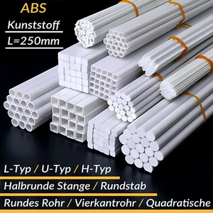 ABS Polystyrol Kunststoff Rohr Rund Vierkant Stab L/U/H Profil Streifen Platte - Bild 1 von 13