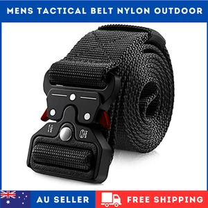 Mens Belt Nylon Outdoor Heavy Duty Army Waist Strap Waistband - Picture 1 of 12